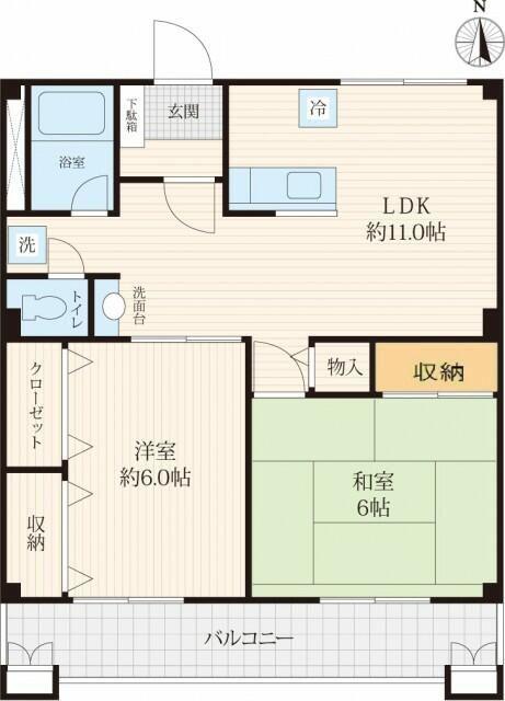 グリーンハイツ(2LDK/1階)の間取り写真