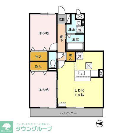 ヴィヴィレフルール(2LDK/1階)の間取り写真
