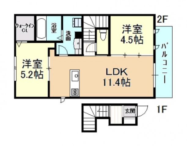 D-ROOMみのり(2LDK/2階)の間取り写真