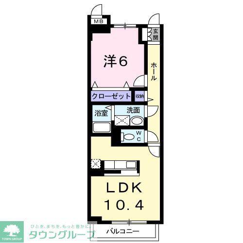 カルムメゾン(1LDK/2階)の間取り写真