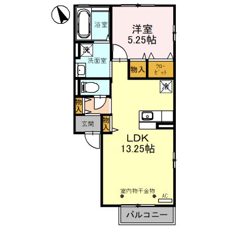 リビングタウン小松参番館C(1LDK/2階)の間取り写真