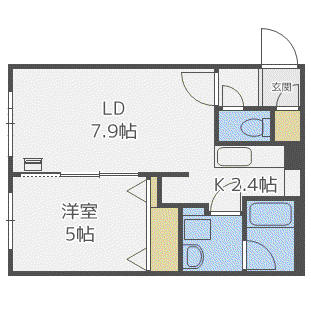 QUALIA栄通(1LDK/4階)の間取り写真