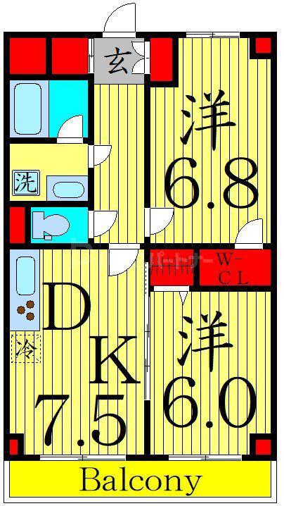メゾンハギI(1LDK/4階)の間取り写真
