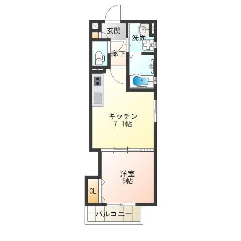 ラモーナ玉出東I(1DK/2階)の間取り写真