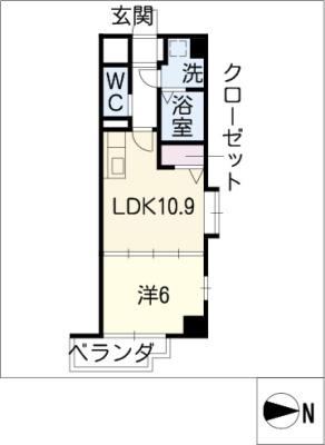 H-F名駅北レジデンスイースト(1LDK/8階)の間取り写真