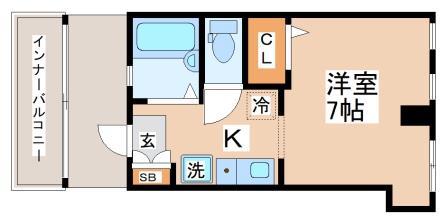 パークアベニュー(1K/2階)の間取り写真