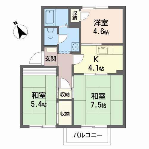 クレフォートメゾンB(3K/2階)の間取り写真