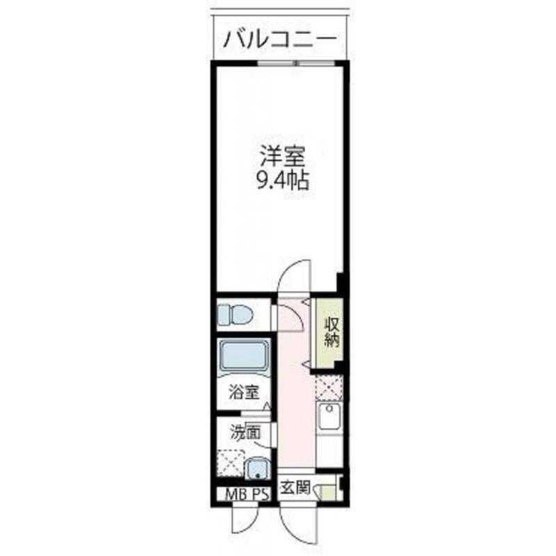 カーサグランデS(1K/3階)の間取り写真