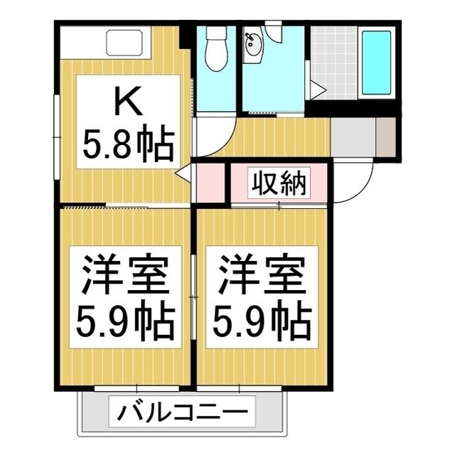 エスポワール ミゾグチ A(2K/1階)の間取り写真