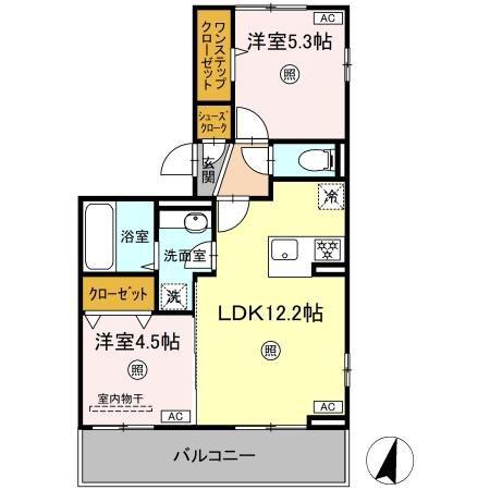 グレースメゾンコンフォートメゾン コンフォートメゾン(2LDK/3階)の間取り写真