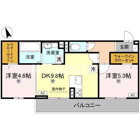 エレガンスビュー(2DK/3階)の間取り写真
