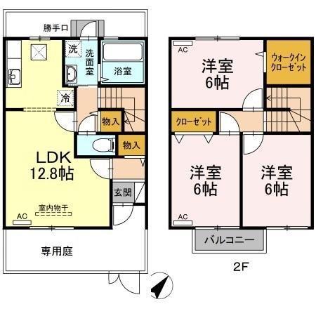 ファミーユ昴(3LDK/1階)の間取り写真