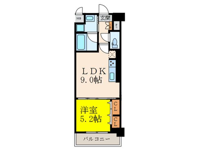 ハーヴェスト江坂(1LDK/2階)の間取り写真