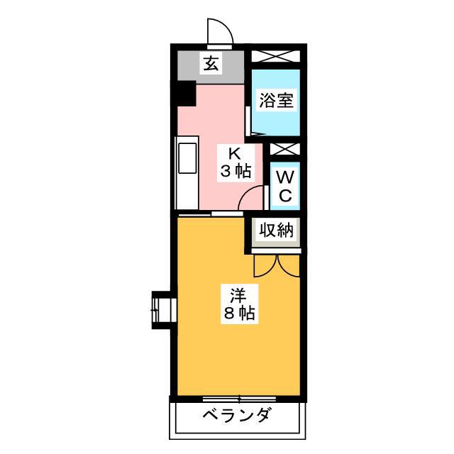 グランメール聖(1K/1階)の間取り写真