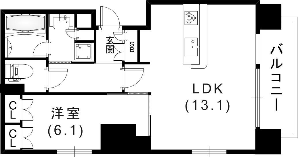 ザ・レジデンス元町海岸通(1LDK/9階)の間取り写真