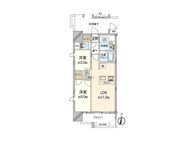 リビオレゾン南森町(2LDK/10階)の間取り写真