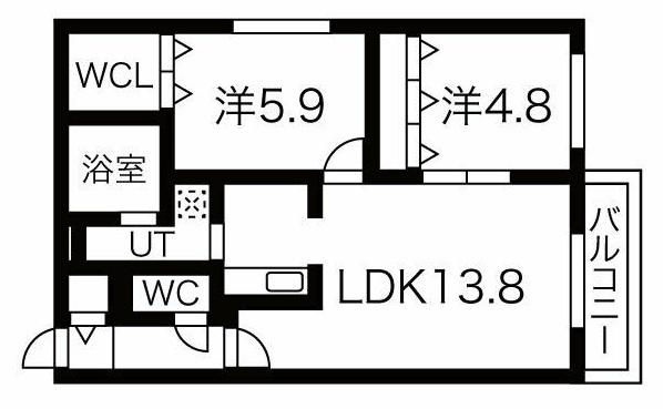 AIRPORT ONE(2LDK/2階)の間取り写真