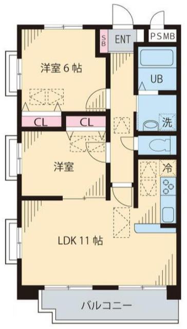 ルネ シェスタ(2LDK/4階)の間取り写真