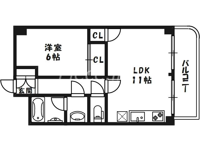 リバティハウス(1LDK/2階)の間取り写真