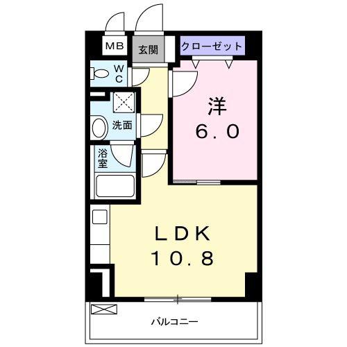 ベルフィオーレ千代田(1LDK/2階)の間取り写真