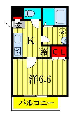 ジーメゾン加茂宮(1K/2階)の間取り写真
