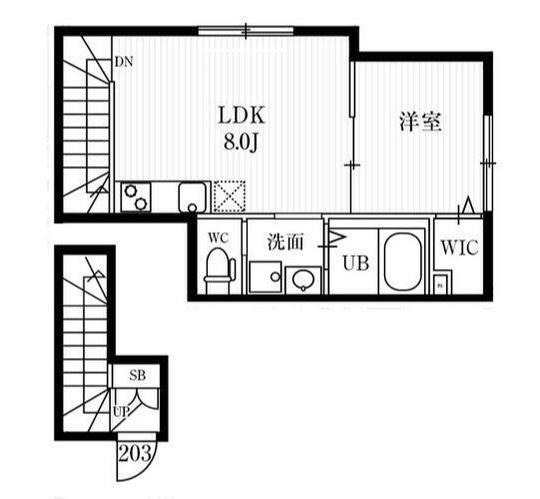 ミハス新高円寺(1LDK/2階)の間取り写真