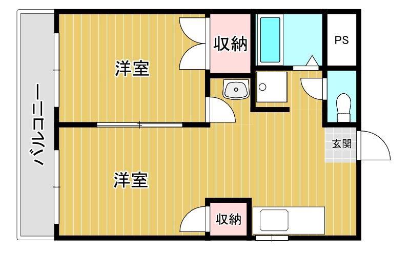 グランディール門田屋敷(1LDK/2階)の間取り写真