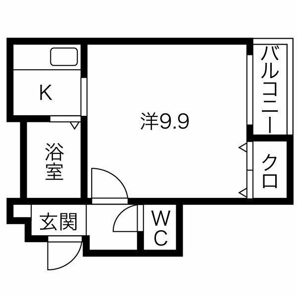 ウインダムヒル医大前(1K/2階)の間取り写真