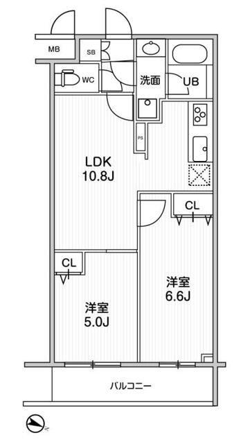 LIME RESIDENCE HIKIFUNE(2LDK/4階)の間取り写真