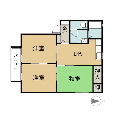 フォーレスにじが丘(3DK/2階)の間取り写真