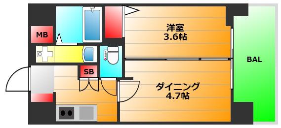 ソルテラス阿波座ウィズ(2K/12階)の間取り写真