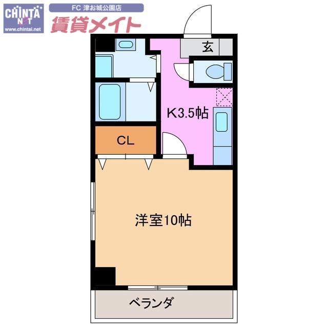 アヴェニール(1K/4階)の間取り写真