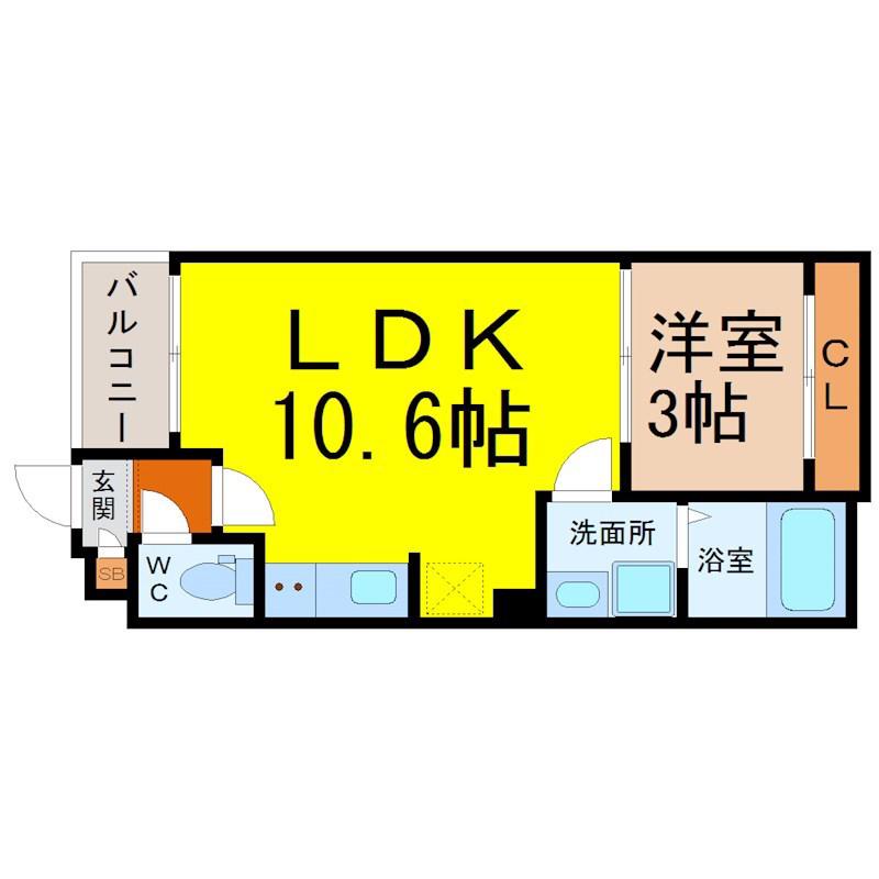 REGALEST植田(1LDK/1階)の間取り写真