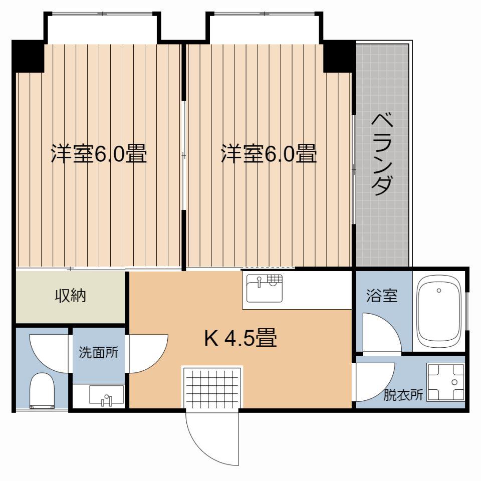 パレス鴨池(2K/3階)の間取り写真