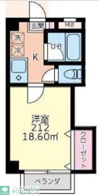 シャルマン南越谷(1K/2階)の間取り写真