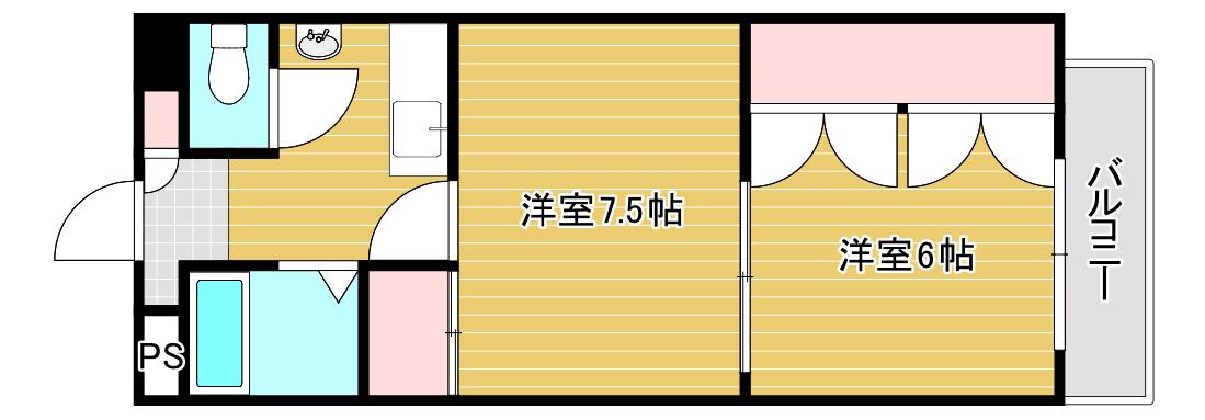 ツインアクト(2K/1階)の間取り写真