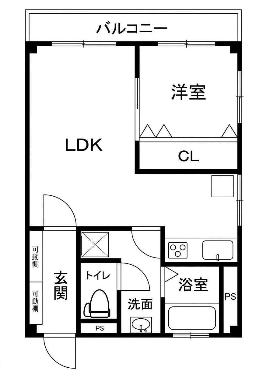 神装コーポ(1LDK/3階)の間取り写真