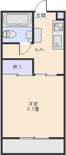 レジデンスJUKIB棟(1K/2階)の間取り写真