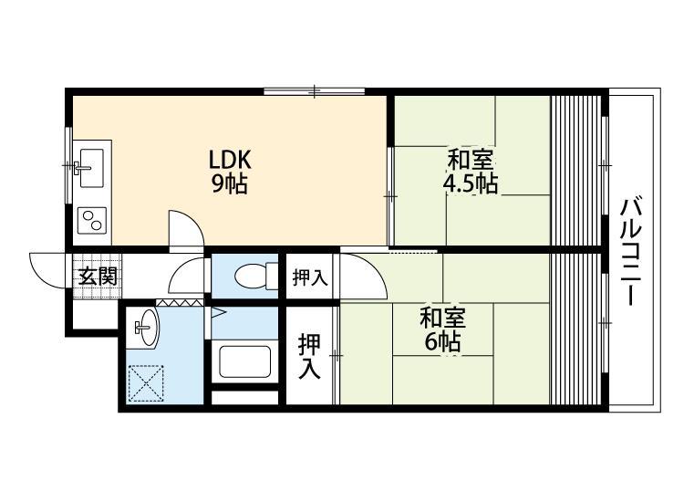 オークマンション(2LDK/2階)の間取り写真