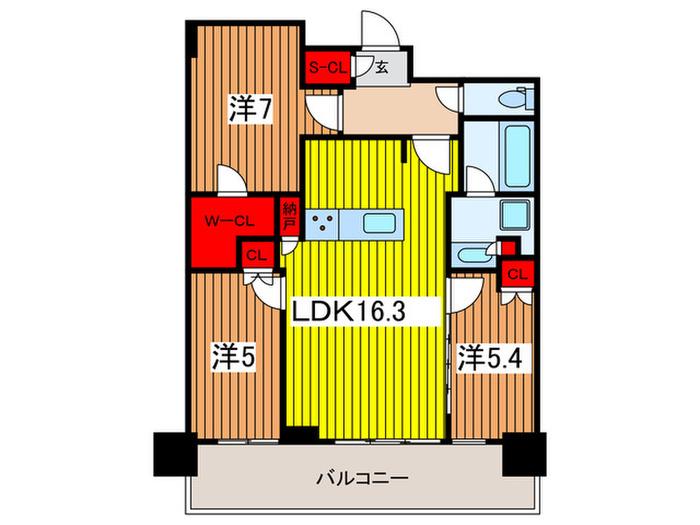 URAWA THE TOWER(3LDK/15階)の間取り写真