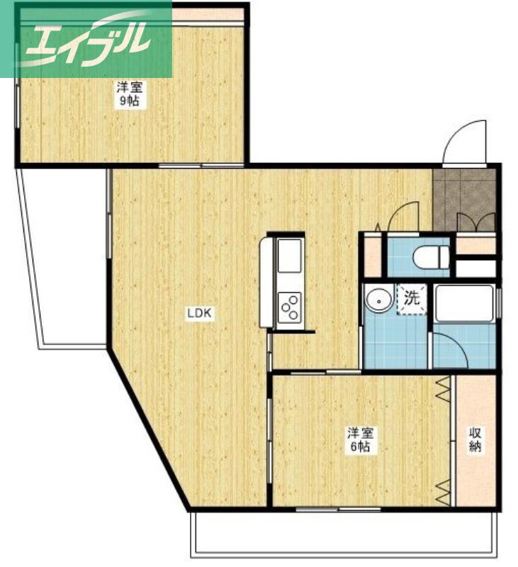 P&I伊島西ハイツ(2LDK/1階)の間取り写真