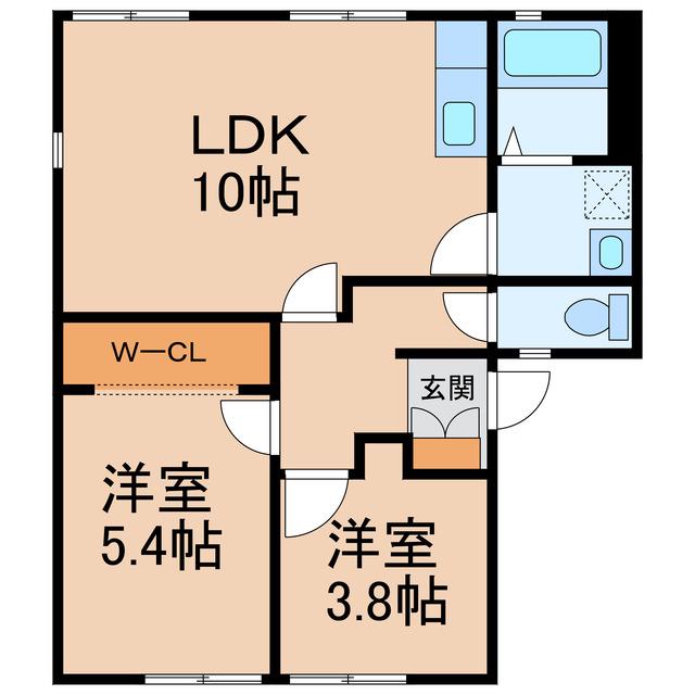 ディアスかもと(2LDK/1階)の間取り写真