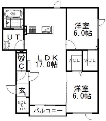 ルアナ21(2LDK/3階)の間取り写真