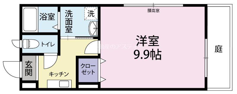 アムールREVE(1K/1階)の間取り写真
