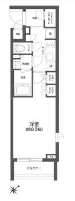 GRAN PASEO 四谷若葉 グランパセオ 四谷若葉(1K/4階)の間取り写真