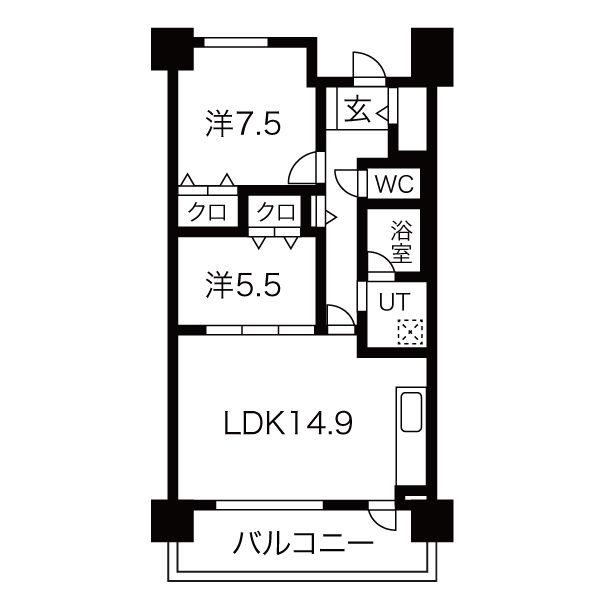 戸部マンション(2LDK/10階)の間取り写真