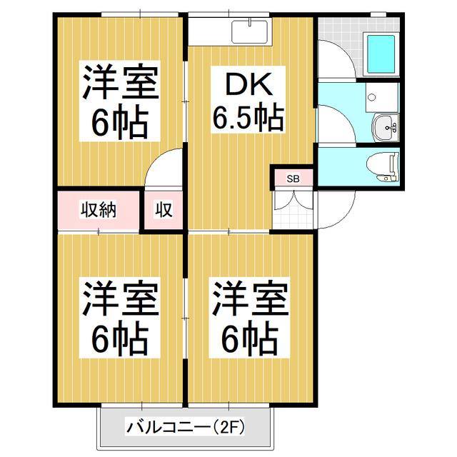 パレーシャル大山B(3DK/1階)の間取り写真
