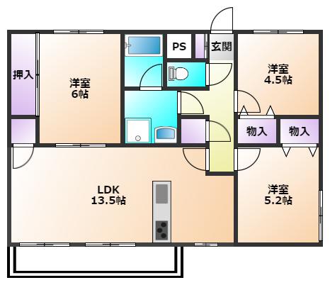JUN青葉町コート(3LDK/3階)の間取り写真