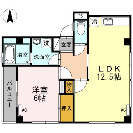メゾンボヌールヴィ(1LDK/2階)の間取り写真
