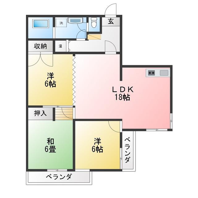 イイジマガーデンハウス(3LDK/2階)の間取り写真
